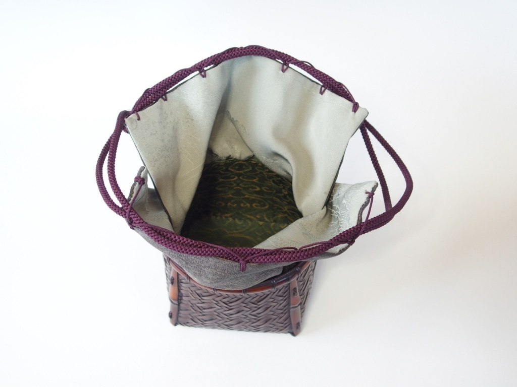 画像: 竹の茶籠　高級御幸籠　旅の茶籠　小さな茶籠　国産　野点籠単品　巾着籠